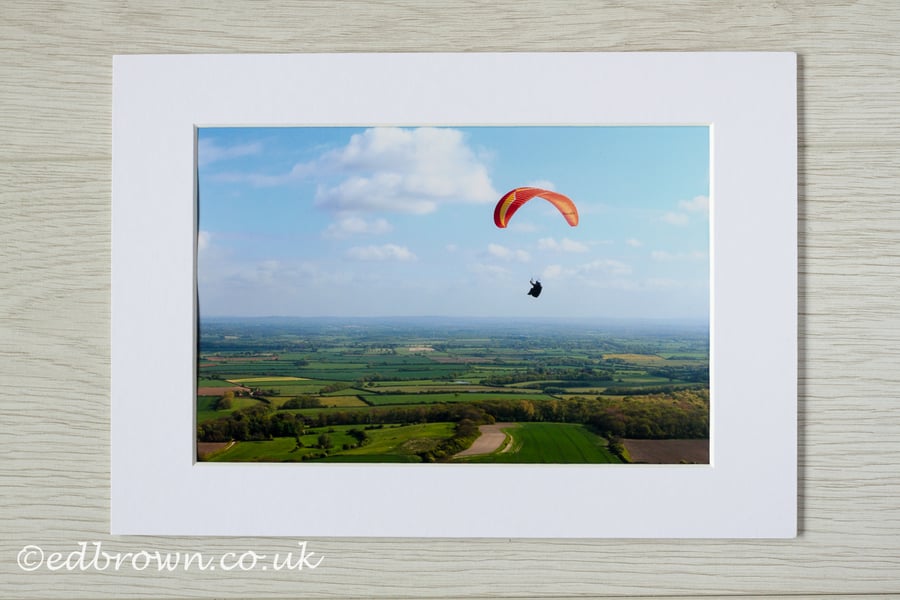 Paragliding over Sussex, photographic print