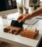 Wood Business Card Holder and Phone Holder in Solid Elm Burl - Image 1