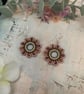 Handmade Beaded Flower Earrings, Boho Floral Circle dangle earrings, teen gift 