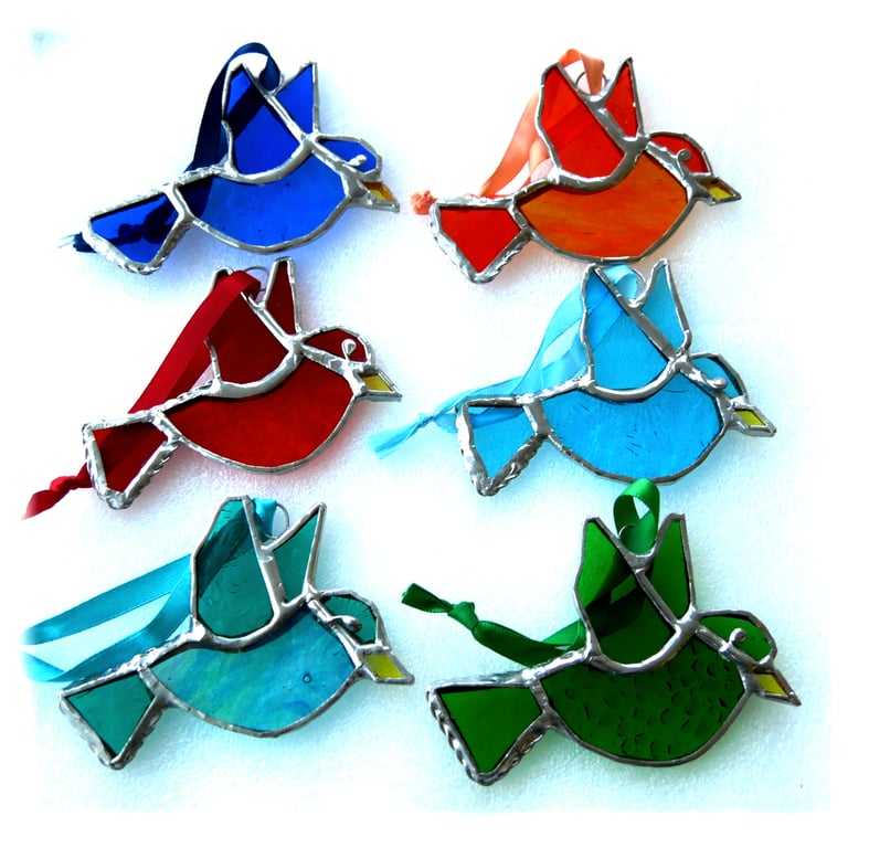 Bird Mini Suncatcher Stained Glass Handmade Colour Choice
