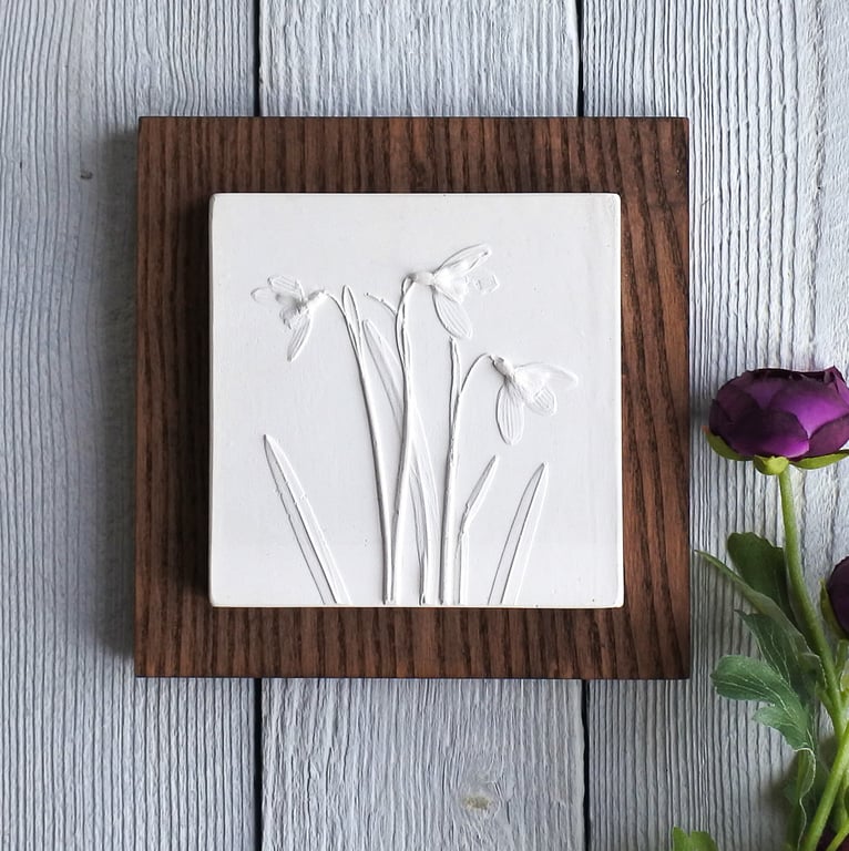 Snowdrop Plaster Cast Wall Plaque, Limited Edition