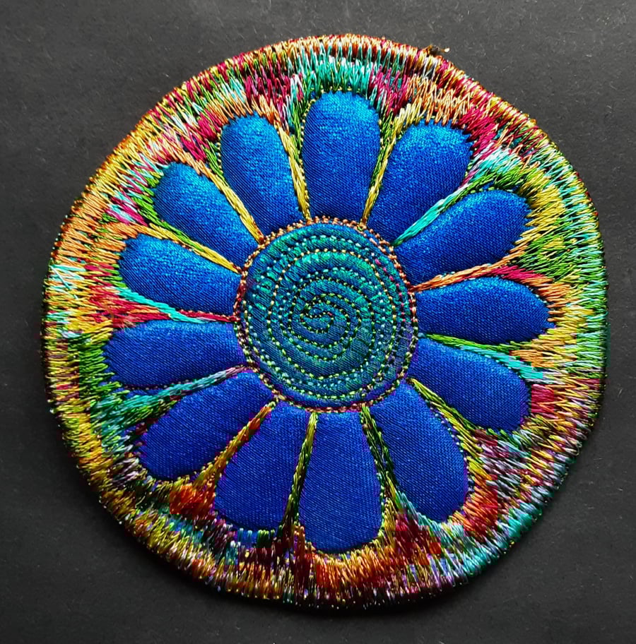 Textile Brooch Free Machine Embroidery 