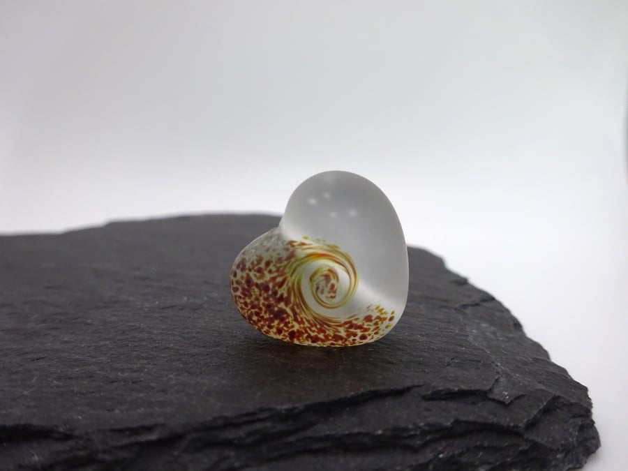 lampwork glass bead, frosted heart