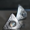 Labradorite Studs, Sterling Silver Triangle Studs