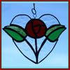 Rose in a Heart  Suncatcher Stained Glass