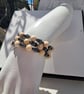 Beige Bead and Black Haematite Memory Wire Bracelet