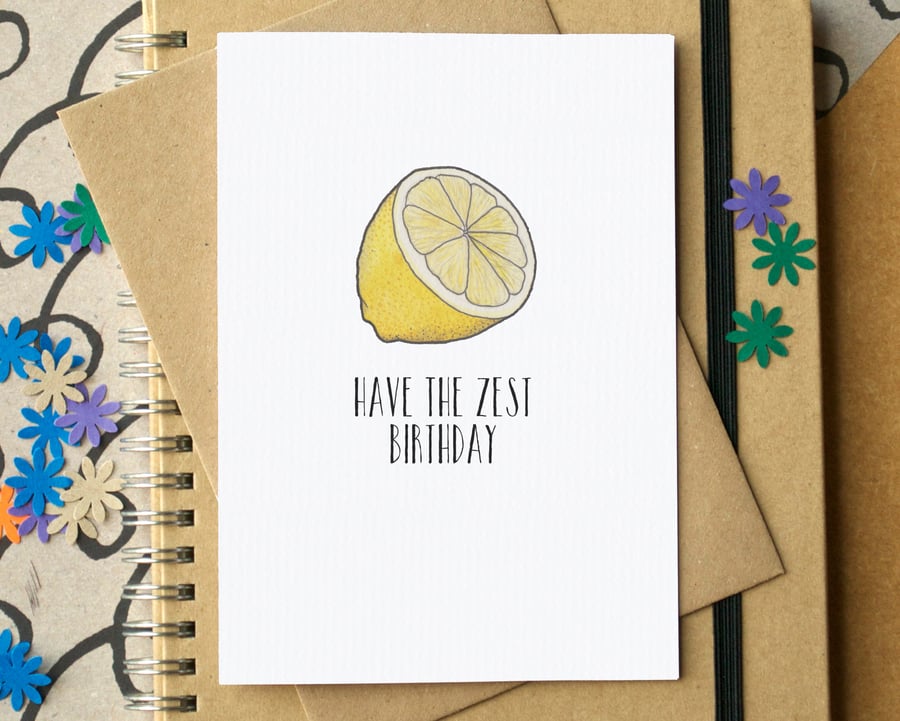 Funny "Have The Zest Birthday" Lemon Card
