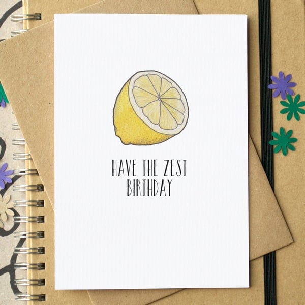 Funny "Have The Zest Birthday" Lemon Card