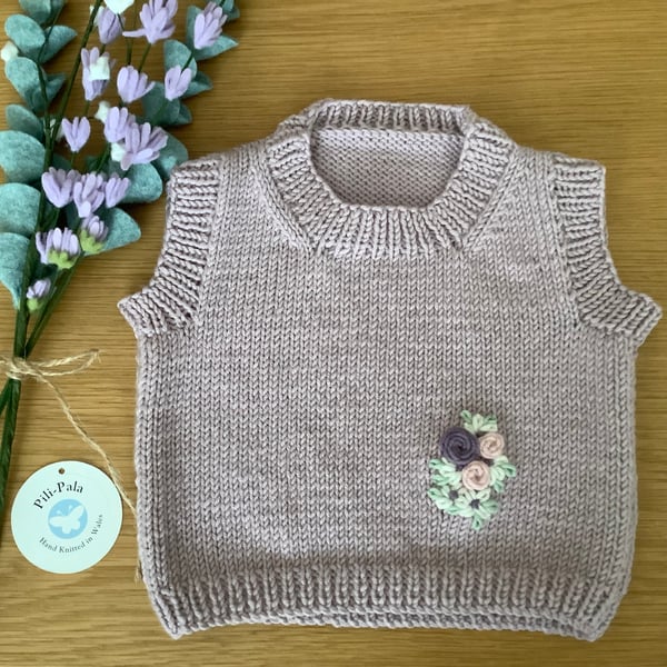 Hand Knitted Cashmere Blend Baby Vest 0-3 Months 