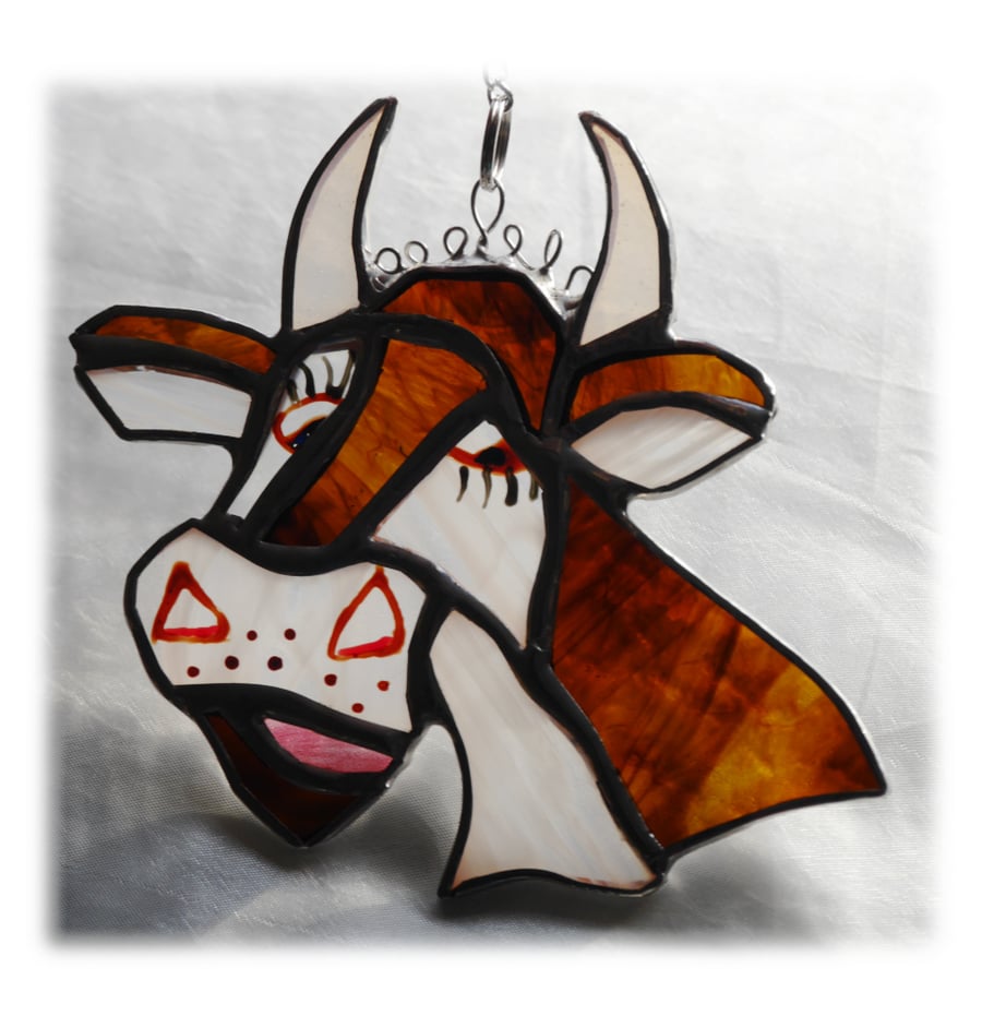 Cow Suncatcher Stained Glass Farm Animal 009