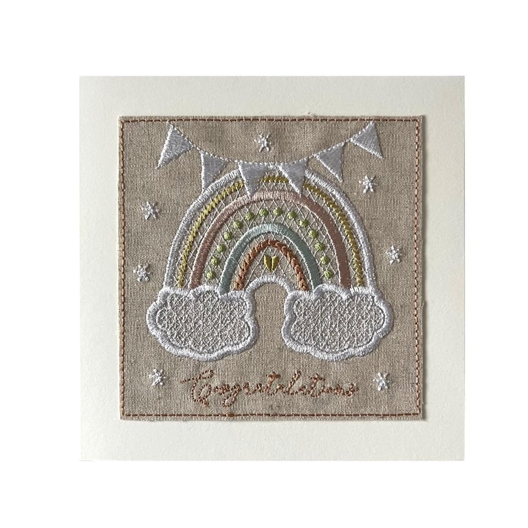 Embroidered Rainbow Card