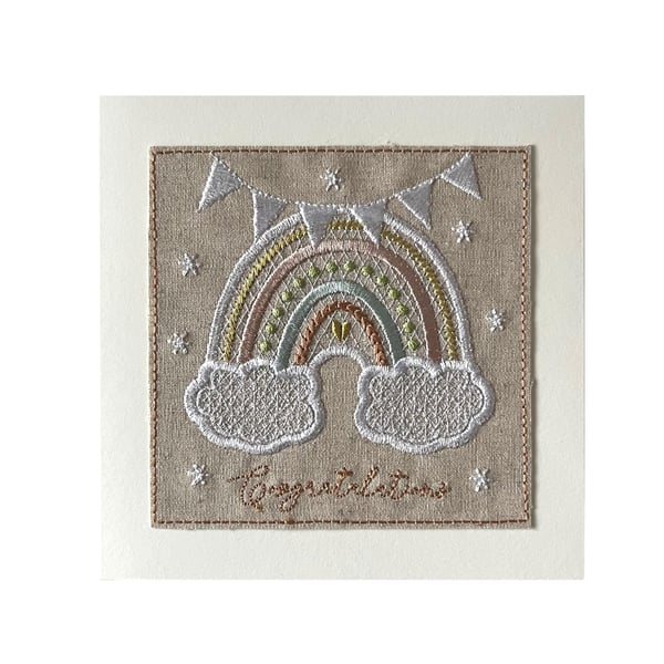 Embroidered Rainbow Card
