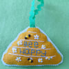 Bee Happy Felt Embroidered Bee Hive Hanging