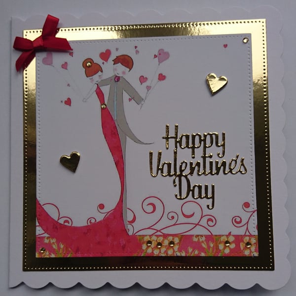 Valentine's Card Chic Couple Happy Valentine's Day Love Heart Balloons