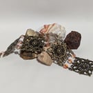 Antique Brass and Fauceted Crystal Bracelet