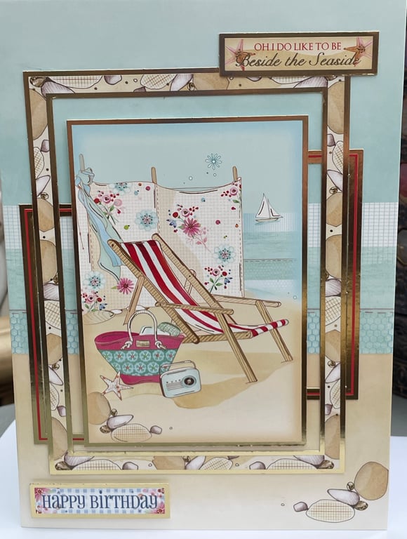 Beside the seaside deckchair Happy Birthday card