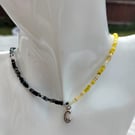 Initial Choker Necklace (Black and Yellow)