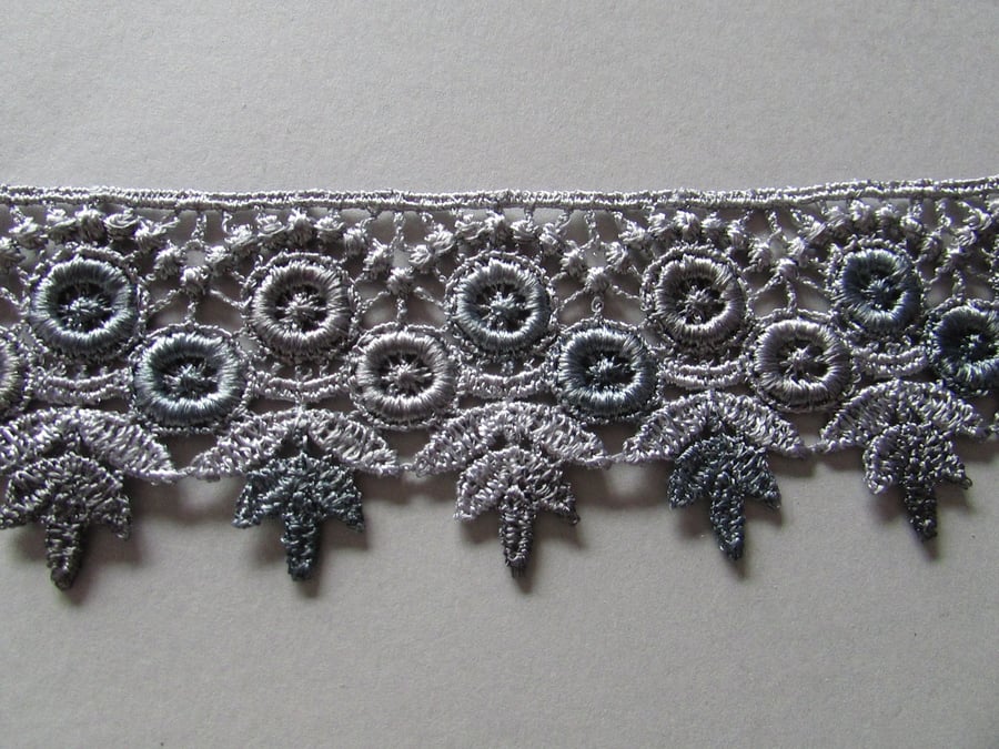 Grey Ombre Venise Guipure Lace sold by the metre