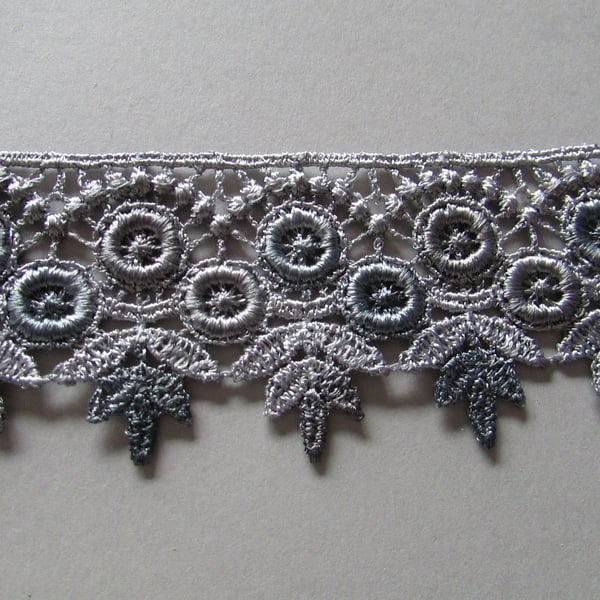 Grey Ombre Venise Guipure Lace sold by the metre