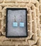 Simple Tiny Square Mint Drop Earrings - Image 2