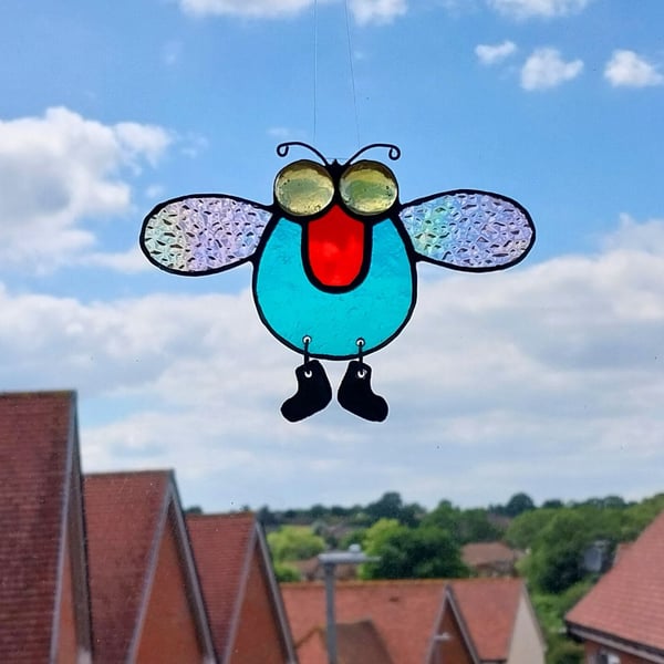 Stained glass suncatcher Fly