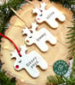 Personalised Reindeer Christmas Tree Ornament - Handmade Clay Rudolph Bauble