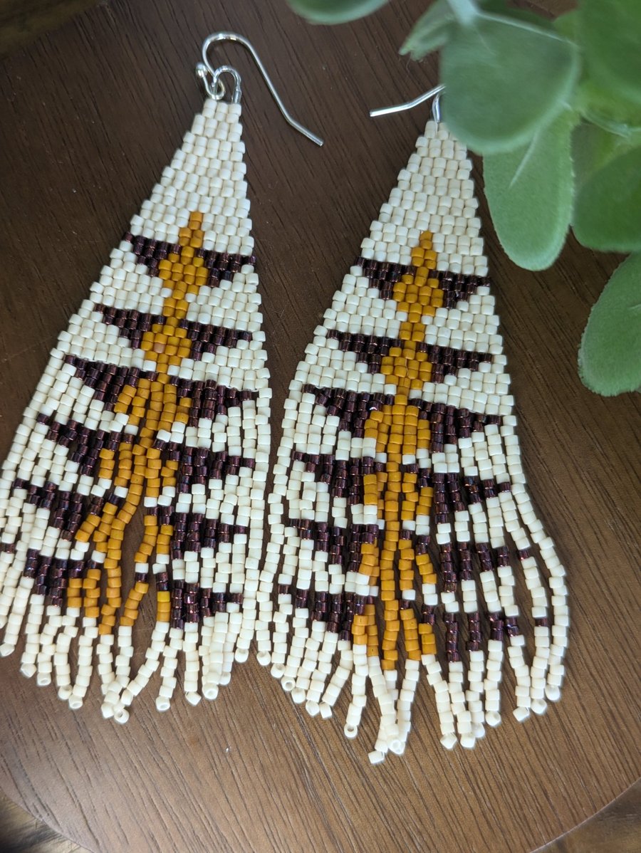Miyuki bead fringe earrings 