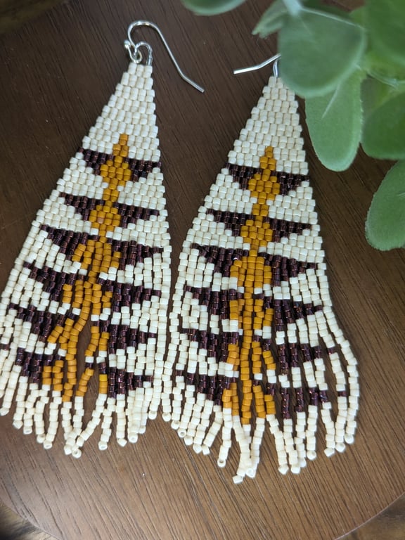 Miyuki bead fringe earrings 