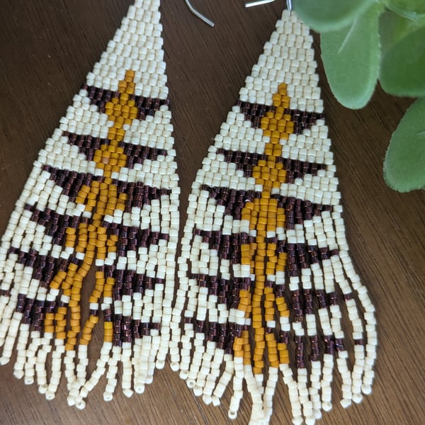 Miyuki bead fringe earrings 