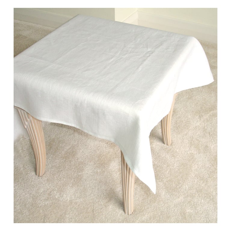 White Linen Tablecloth Small 36" Square Coffee Table Cover