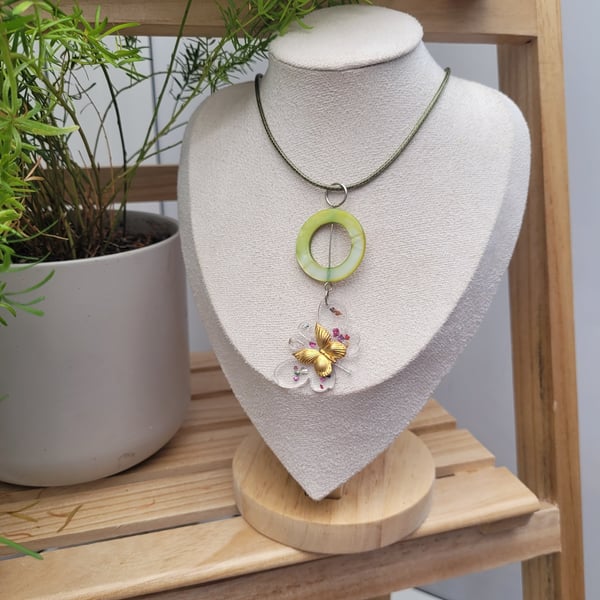 Butterfly Resin Pendant Necklace 
