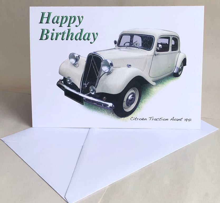 Citroen Traction Avant 1951 - Birthday, Anniversary, Retirement or Plain Card