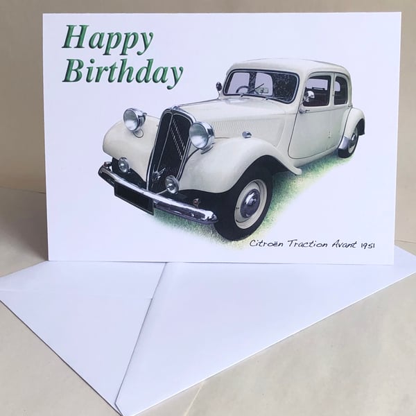 Citroen Traction Avant 1951 - Birthday, Anniversary, Retirement or Plain Card