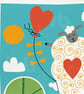 I Love Ewe, sheep with heart balloon illustration, original Giclee print  - Image 2