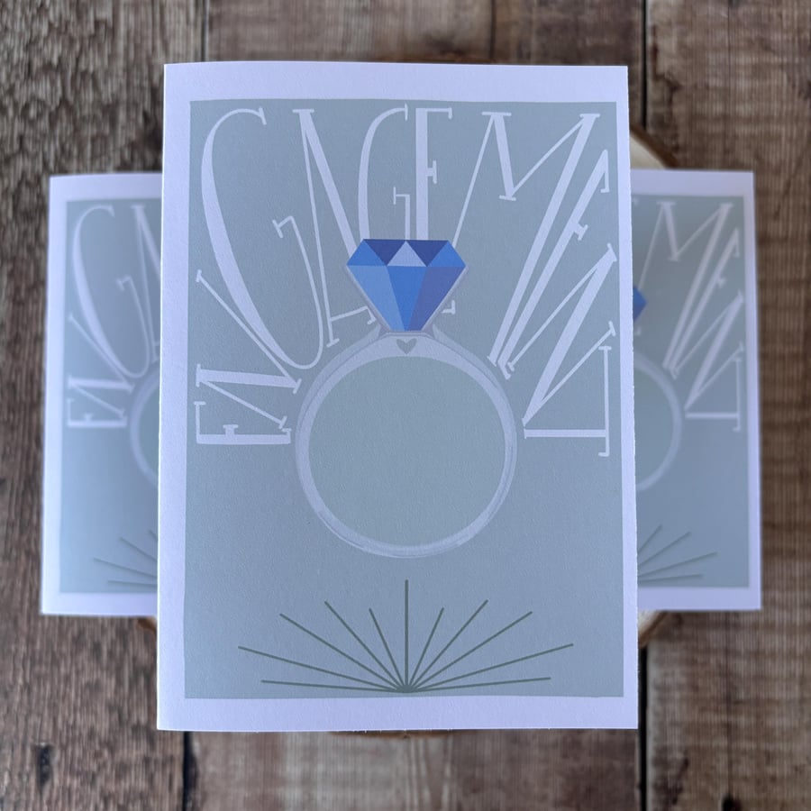 Engagement Card: Diamond Ring, Art Deco Design