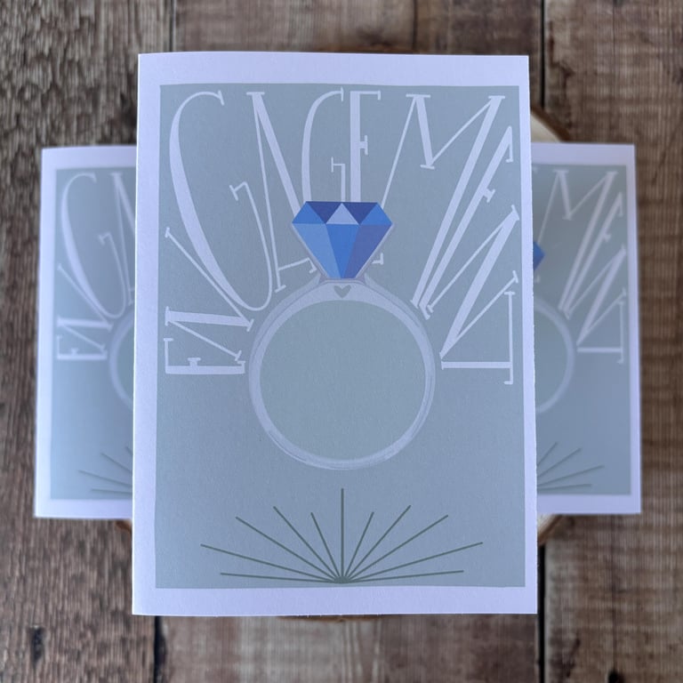 Engagement Card: Diamond Ring, Art Deco Design