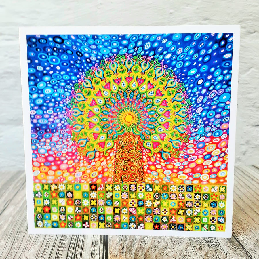 Tree of Life & Mandala Birthday Card, Blank Art Greetings Card for Any Occasion