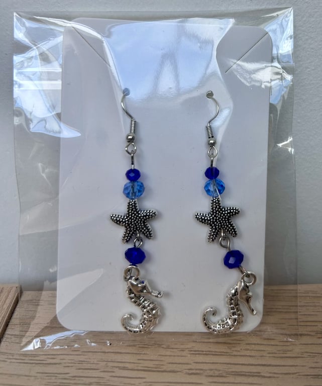 Blue Seahorse Earrings