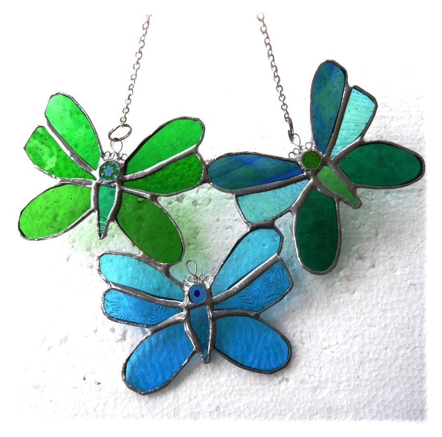 Trio of Butterflies Stained Glass Suncatcher 022
