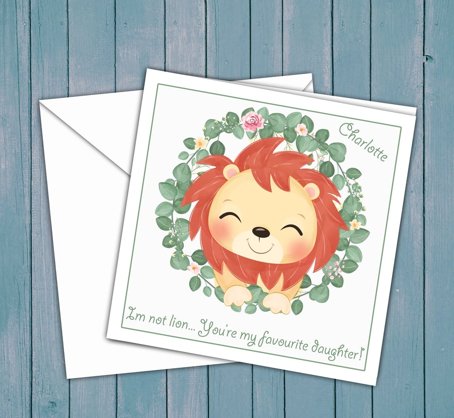 Personalised Cute Lion Birthday Card 