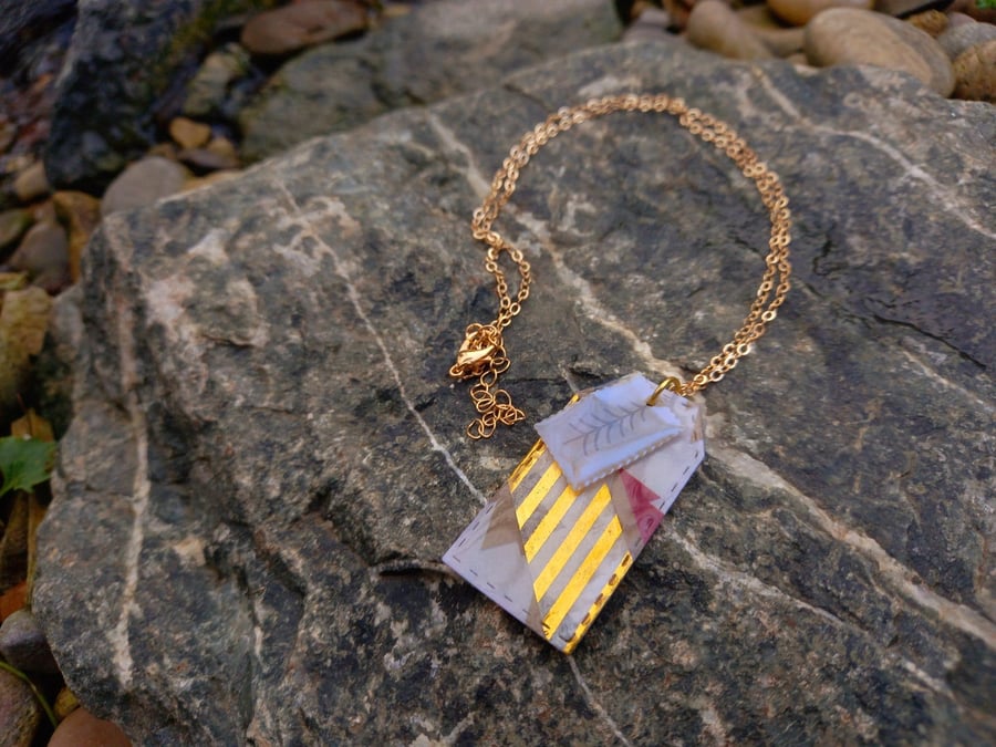 Christmas Tag Necklace with a Christmas Tree Stamp Charm