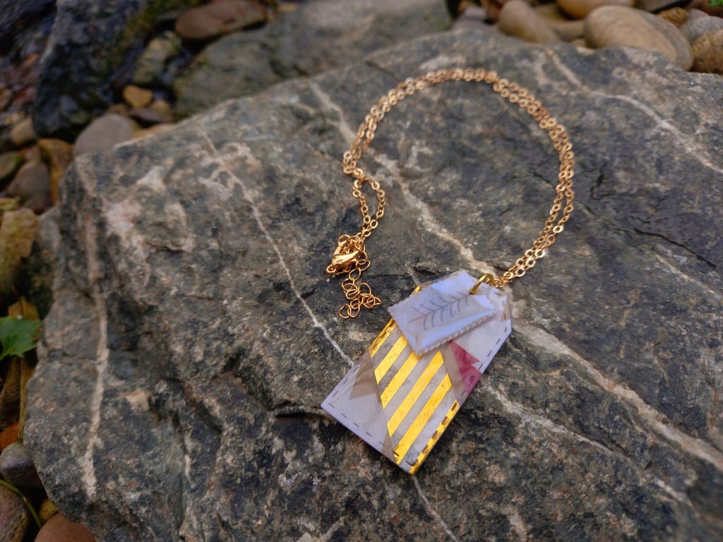 Christmas Tag Necklace with a Christmas Tree Stamp Charm