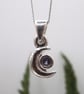 Recycled Sterling Silver Half Moon with Iolite Gemstone Pendant Necklace.