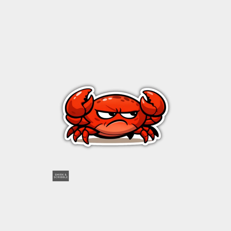 Funny Novelty Vinyl Sticker - Grumpy Crab