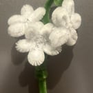Pretty Posy white pipe cleaner three flower fridge magnet