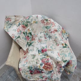 English Summer Floral Cotton Patchwork Lap Quilt