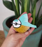 Blue tit wall decoration, miniature flying bird, british birds art, hand painted - Image 6