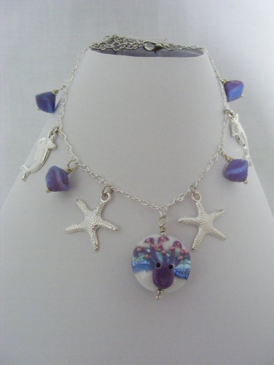 Silver and Purple Charm Anklet