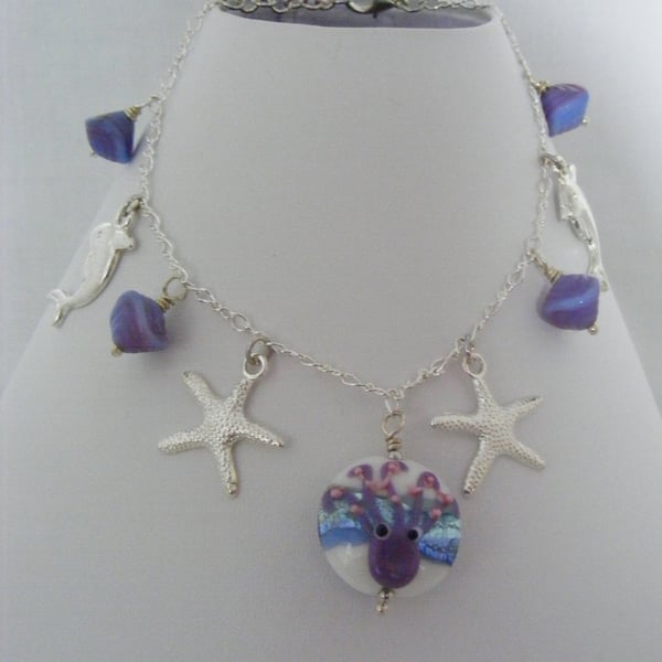 Silver and Purple Charm Anklet