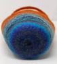 Medium Rust Orange and Blue Felt Basket with Cord Grab Handles - Image 9